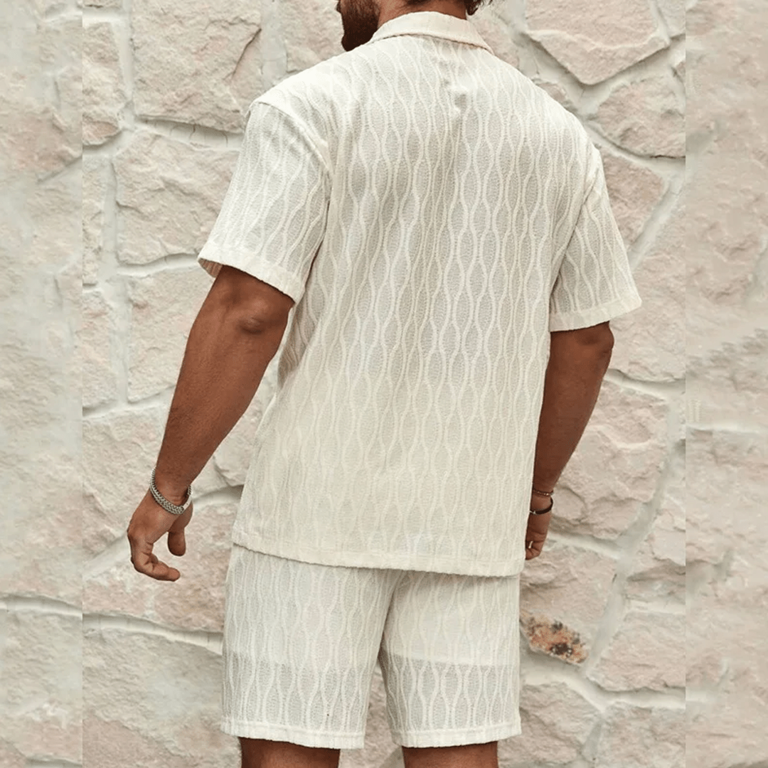 Old Money Jacquard Knit Casual Shirt Set - We Are Old Money 9061878667E2494A9F4ADE65DAF1DC9E