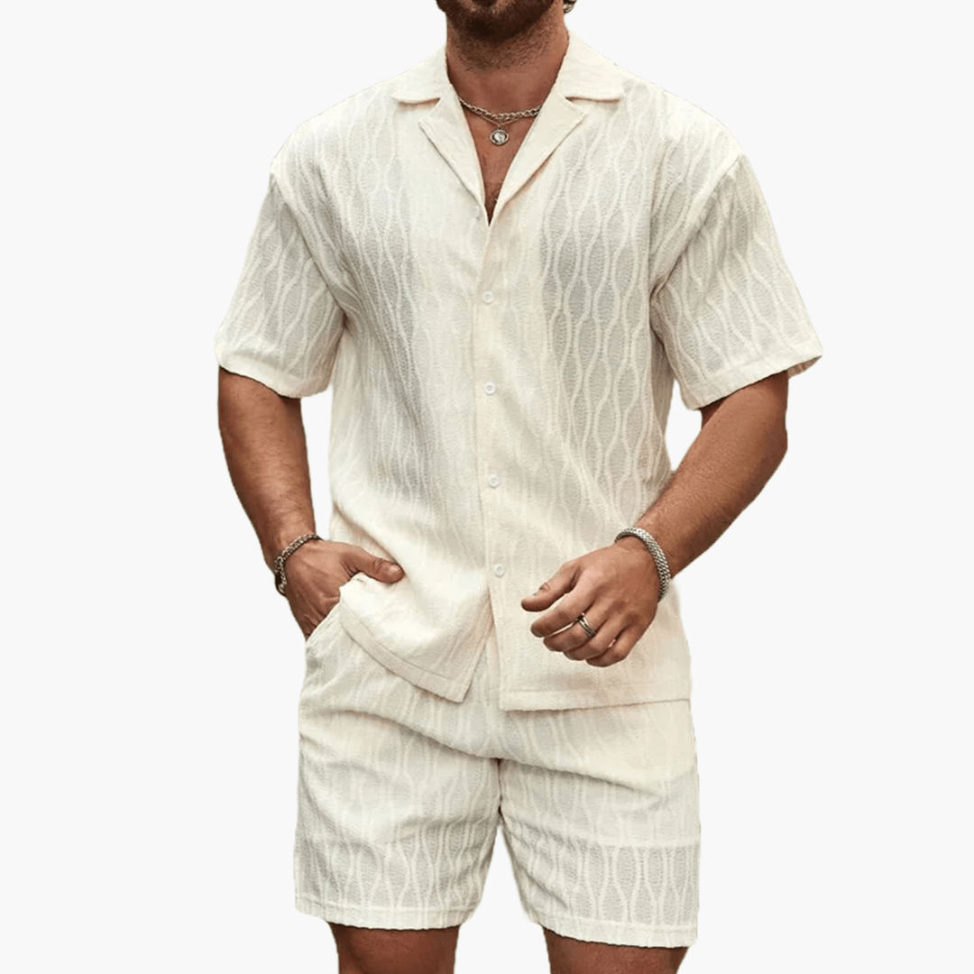 Old Money Jacquard Knit Casual Shirt Set - We Are Old Money 9061878667E2494A9F4ADE65DAF1DC9E