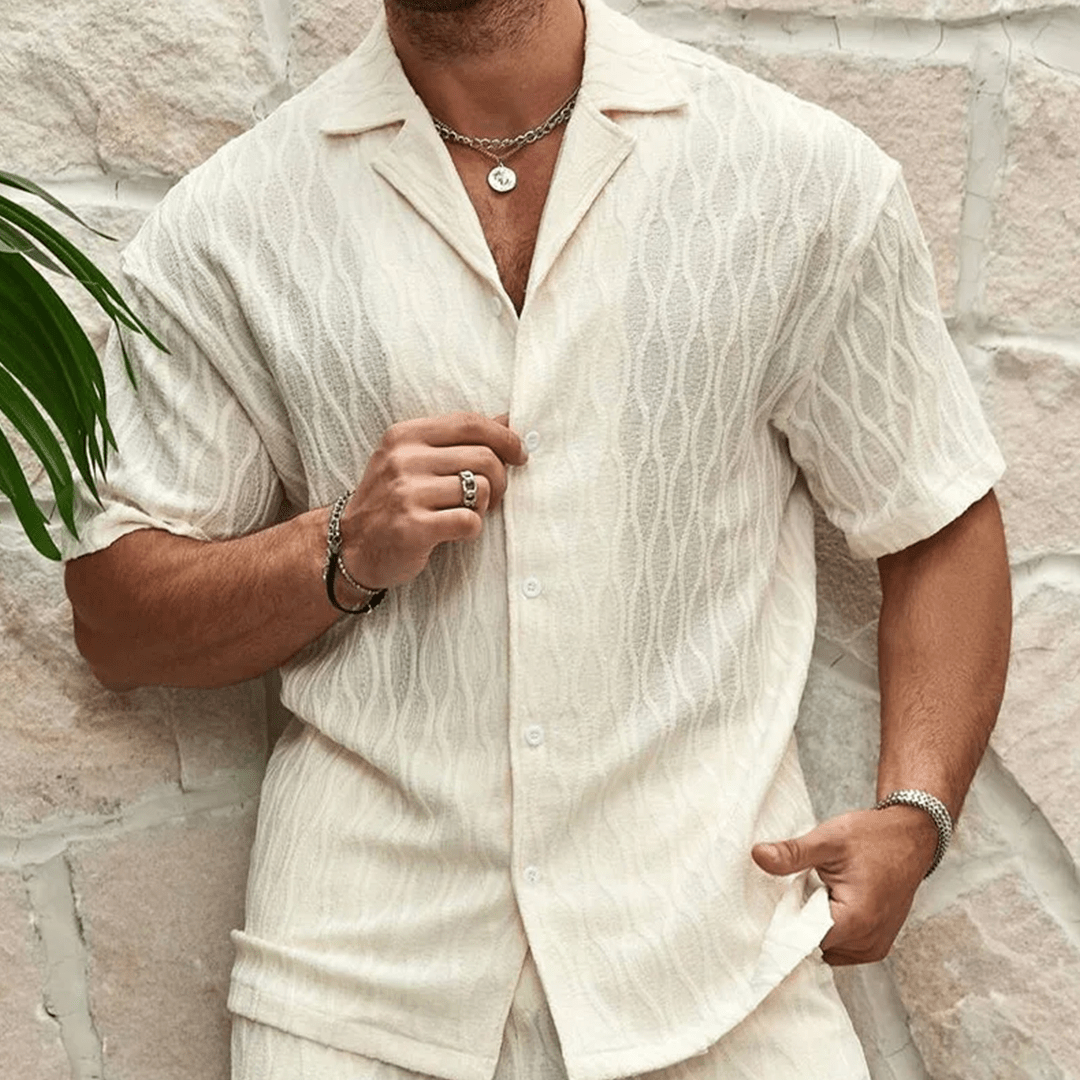 Old Money Jacquard Knit Casual Shirt Set - We Are Old Money 9061878667E2494A9F4ADE65DAF1DC9E