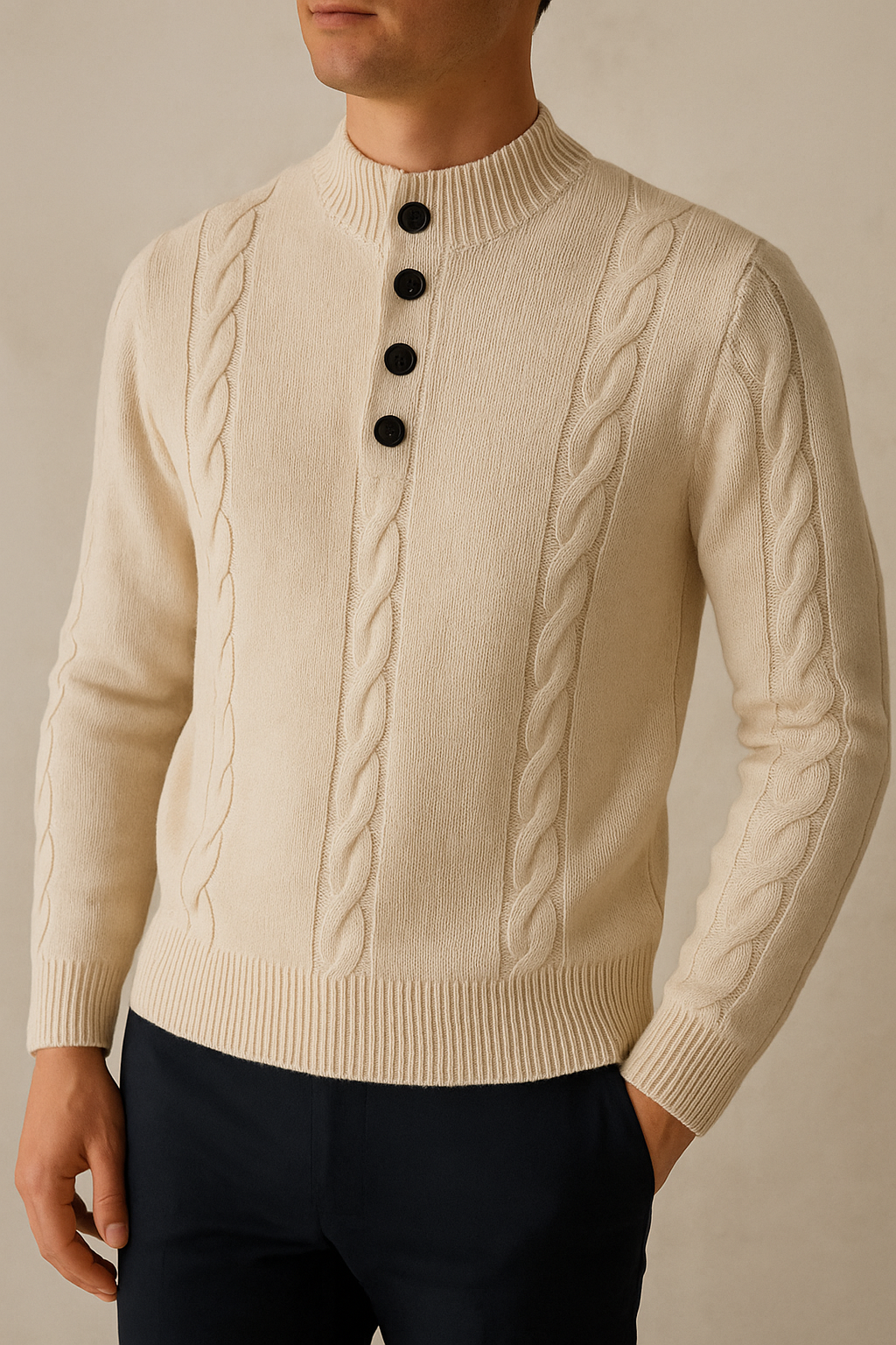 Scholar's Cable-Knit Henley