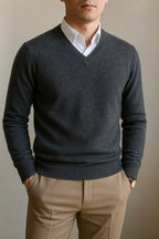 Trustee V-Neck Cashmere Sweater grey