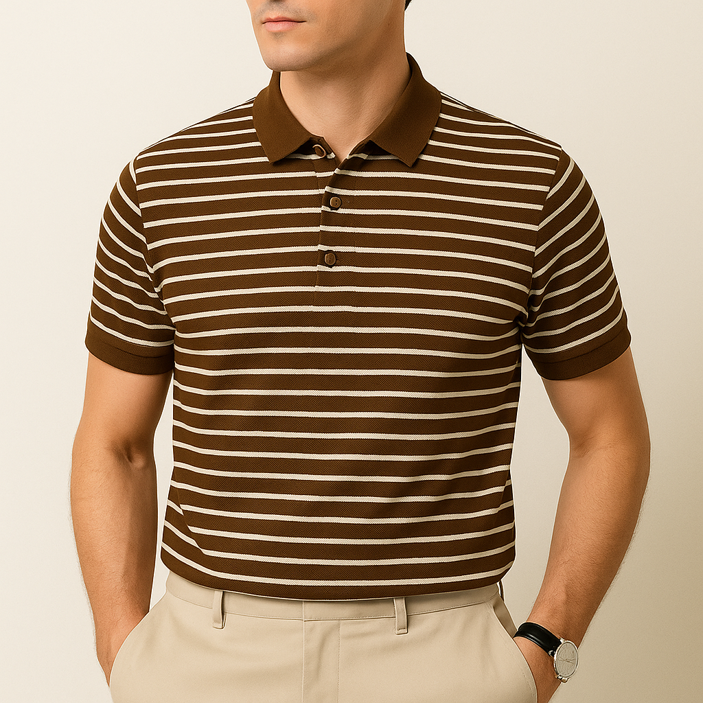 Classic Striped Polo – Business Casual