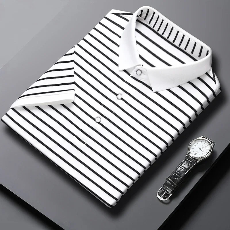 Classic Striped Polo – Business Casual