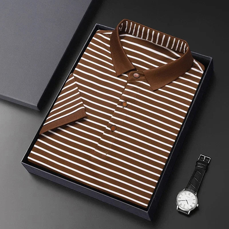 Classic Striped Polo – Business Casual
