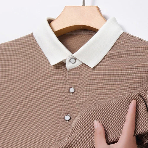 2024 Men's New Striped Cotton Business Casual Short sleeved POLO Shirt Fashion Short sleeved Comfortable and Breathable Top