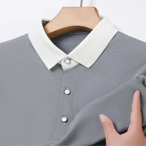 2024 Men's New Striped Cotton Business Casual Short sleeved POLO Shirt Fashion Short sleeved Comfortable and Breathable Top
