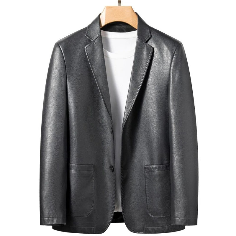 Old Money Men's Casual Leather Coat - We Are Old Money CBE457B7C6884286B4A2DA2B1DFFBF4C