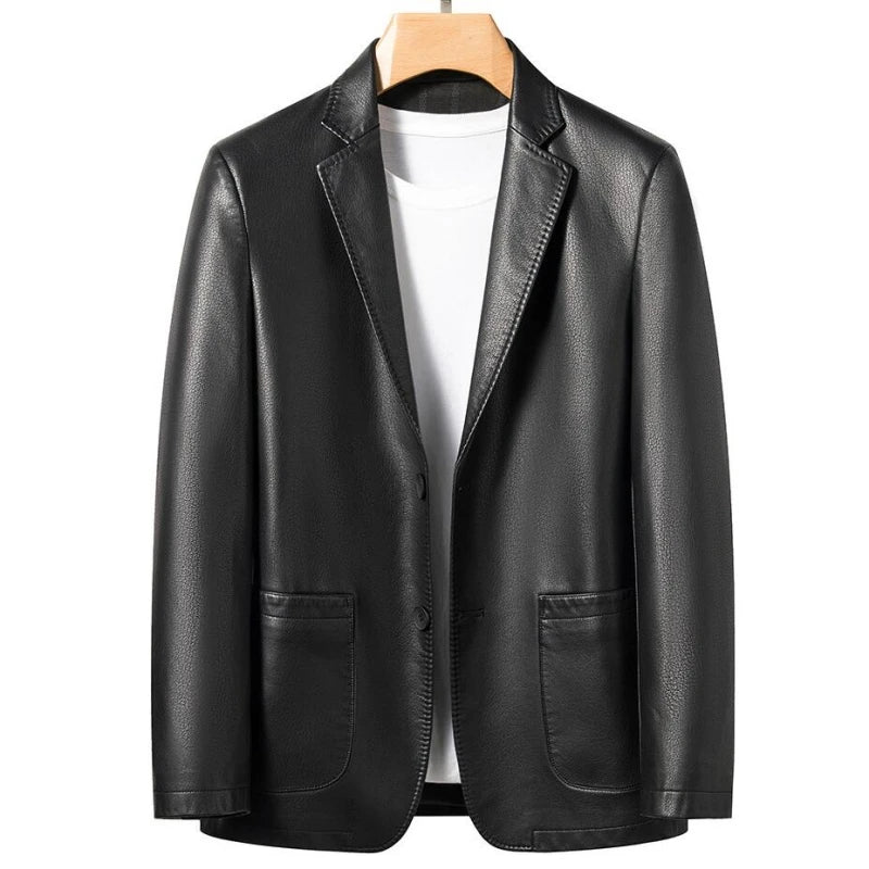 Old Money Men's Casual Leather Coat - We Are Old Money CBE457B7C6884286B4A2DA2B1DFFBF4C