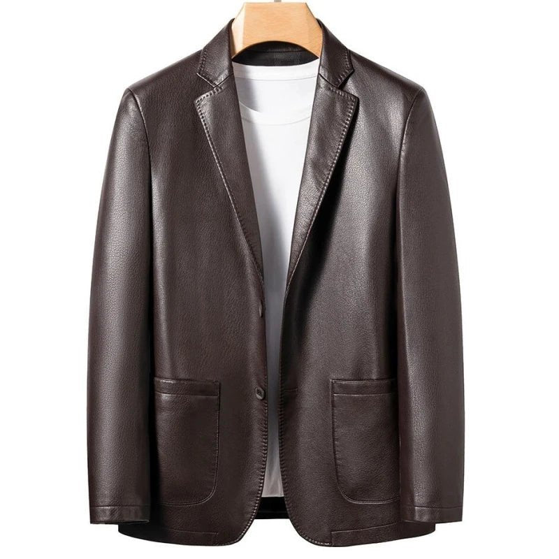 Old Money Men's Casual Leather Coat - We Are Old Money CBE457B7C6884286B4A2DA2B1DFFBF4C