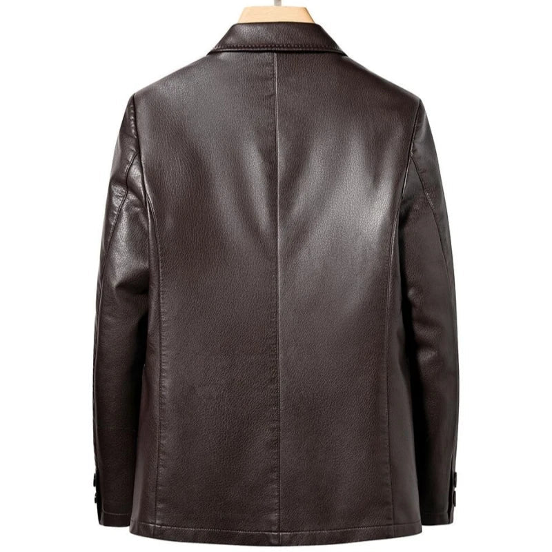 Old Money Men's Casual Leather Coat - We Are Old Money CBE457B7C6884286B4A2DA2B1DFFBF4C