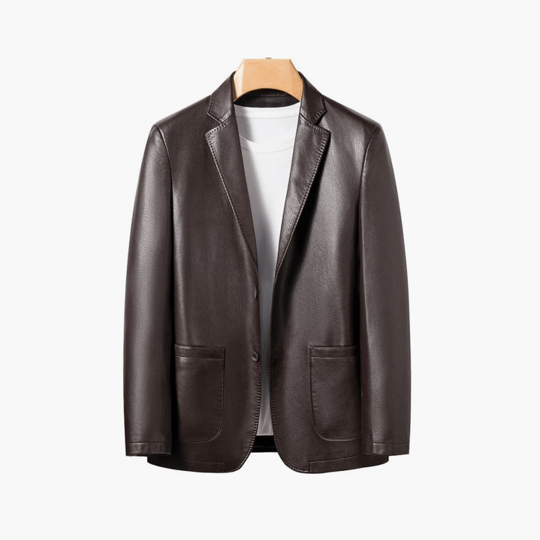 Old Money Men's Casual Leather Coat - We Are Old Money CBE457B7C6884286B4A2DA2B1DFFBF4C