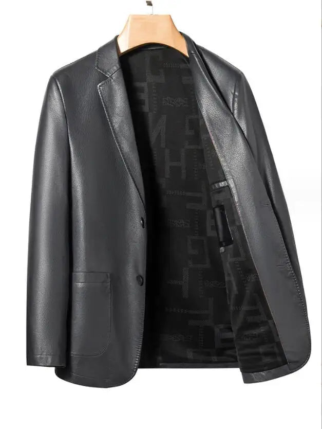Old Money Men's Casual Leather Coat - We Are Old Money CBE457B7C6884286B4A2DA2B1DFFBF4C
