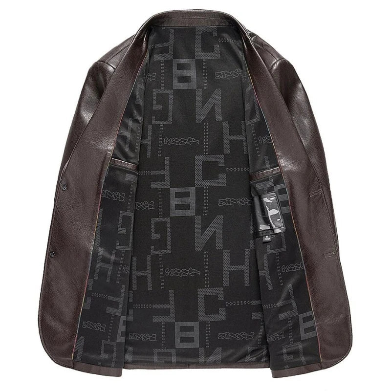 Old Money Men's Casual Leather Coat - We Are Old Money CBE457B7C6884286B4A2DA2B1DFFBF4C