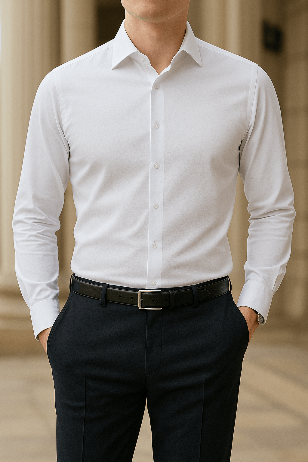 Old Money Men’s Classic White Long Sleeve - We Are Old Money EEB5A6E163924218B5B18E3714030706