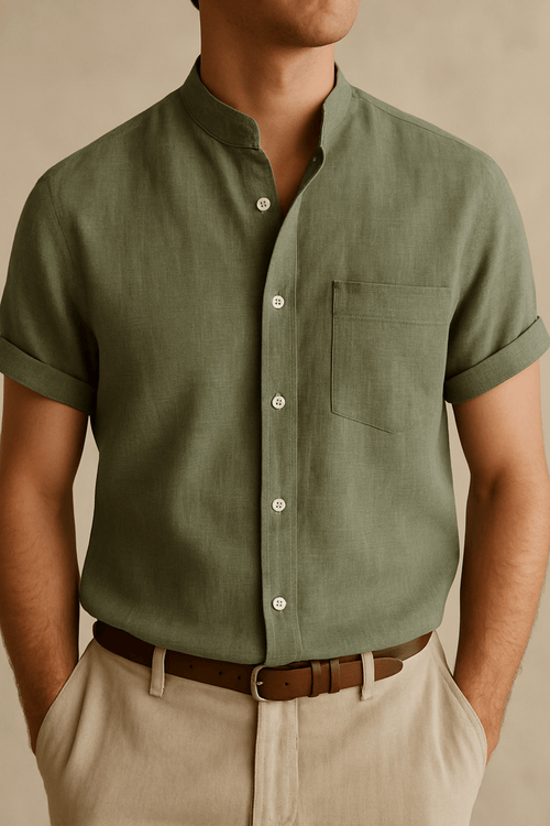 Classic Hemp Short Sleeve Shirt for Men - We Are Old Money 68D387242D7E4D21A1313E7C2C6DFB68
