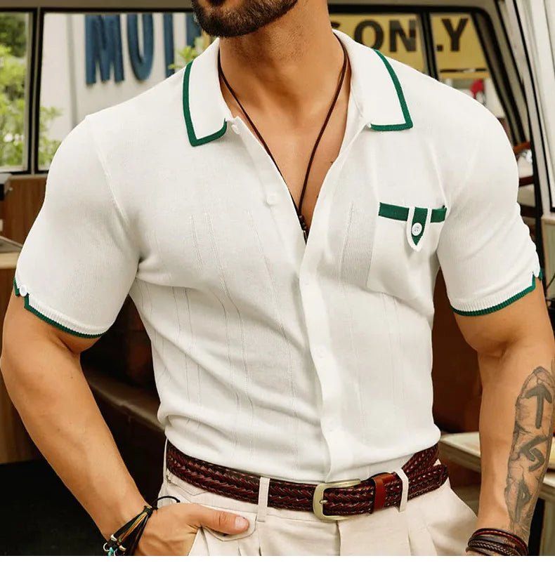 Old Money Short Sleeve Knitted Polo - We Are Old Money 5E114CF27CF14CE79853045868B9DFDE