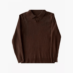 Old Money Knit Lapel Striped Long Sleeved Shirt - We Are Old Money 16DD0829BC8A423EA44677FE67C9656A