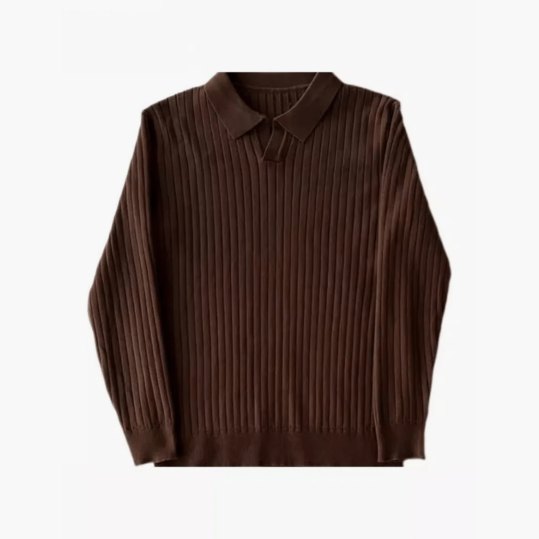Old Money Knit Lapel Striped Long Sleeved Shirt - We Are Old Money 16DD0829BC8A423EA44677FE67C9656A