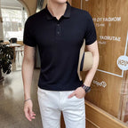 Old Money Knit Lapel Short Sleeve Polo Shirt - We Are Old Money 0BDE85038C7040179B25A15FA1DA26A1