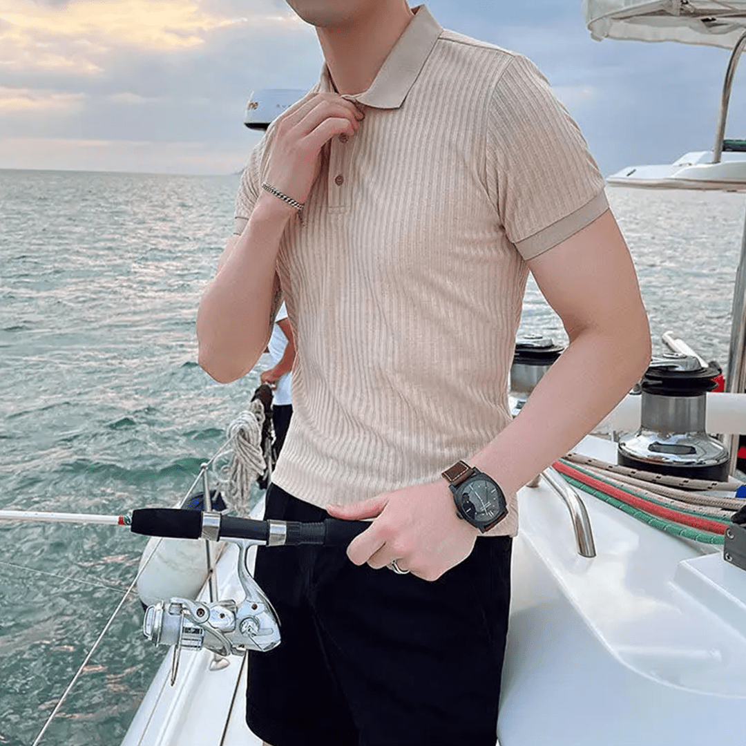 Old Money Knit Lapel Short Sleeve Polo Shirt - We Are Old Money 0BDE85038C7040179B25A15FA1DA26A1