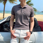 Old Money Knit Lapel Short Sleeve Polo Shirt - We Are Old Money 0BDE85038C7040179B25A15FA1DA26A1