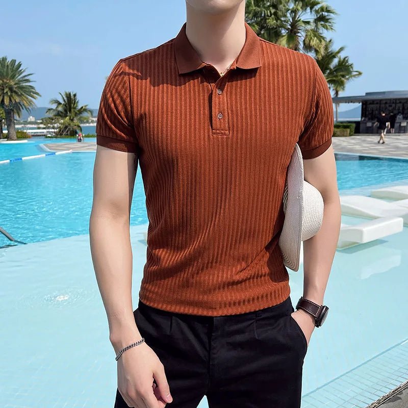 Old Money Knit Lapel Short Sleeve Polo Shirt - We Are Old Money 0BDE85038C7040179B25A15FA1DA26A1