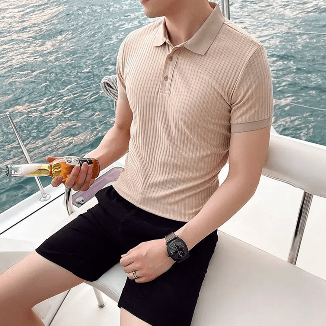 Old Money Knit Lapel Short Sleeve Polo Shirt - We Are Old Money 0BDE85038C7040179B25A15FA1DA26A1