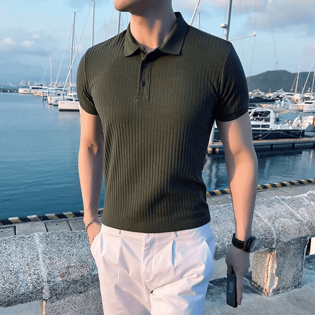 Old Money Knit Lapel Short Sleeve Polo Shirt - We Are Old Money 0BDE85038C7040179B25A15FA1DA26A1