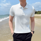 Old Money Knit Lapel Short Sleeve Polo Shirt - We Are Old Money 0BDE85038C7040179B25A15FA1DA26A1