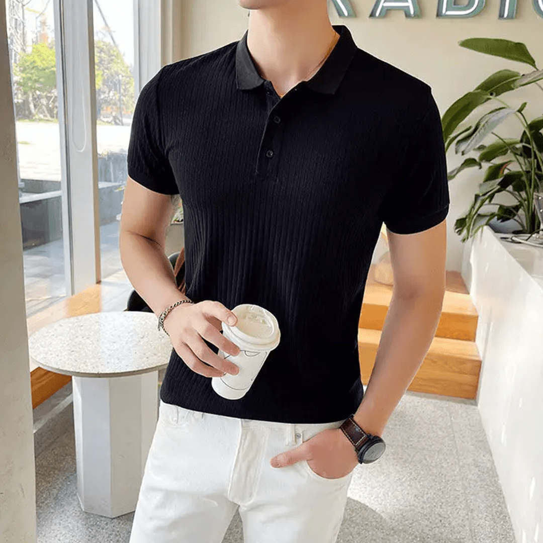Old Money Knit Lapel Short Sleeve Polo Shirt - We Are Old Money 0BDE85038C7040179B25A15FA1DA26A1
