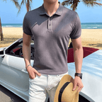 Old Money Knit Lapel Short Sleeve Polo Shirt - We Are Old Money 0BDE85038C7040179B25A15FA1DA26A1