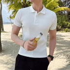 Old Money Knit Lapel Short Sleeve Polo Shirt - We Are Old Money 0BDE85038C7040179B25A15FA1DA26A1