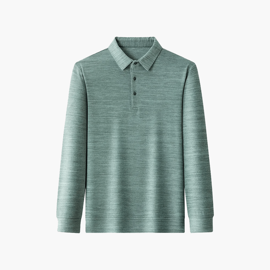 Estate Heathered Polo premium thick-gauge knit distinctive heathered finish substantial warmth visual depth versatile layering piece