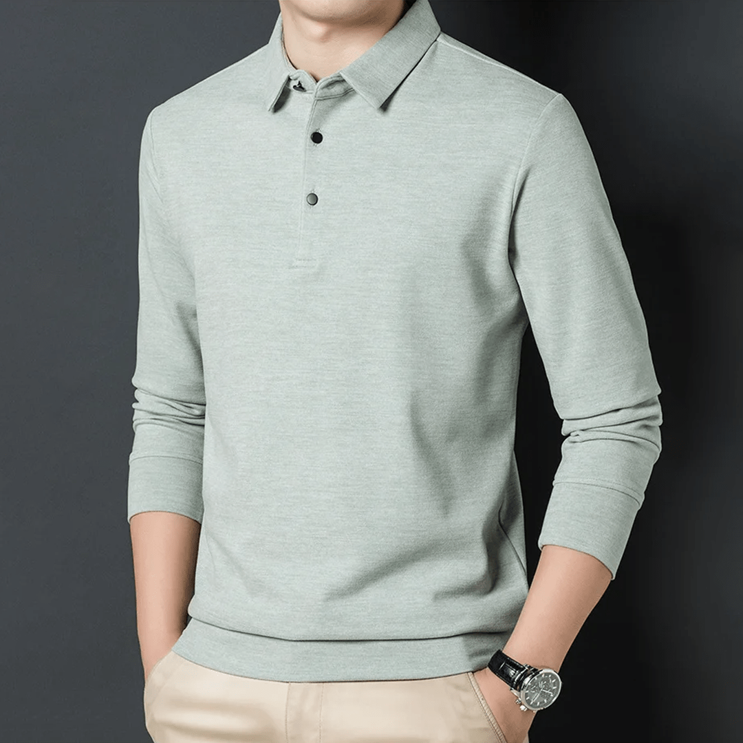 Estate Heathered Polo premium thick-gauge knit distinctive heathered finish substantial warmth visual depth versatile layering piece