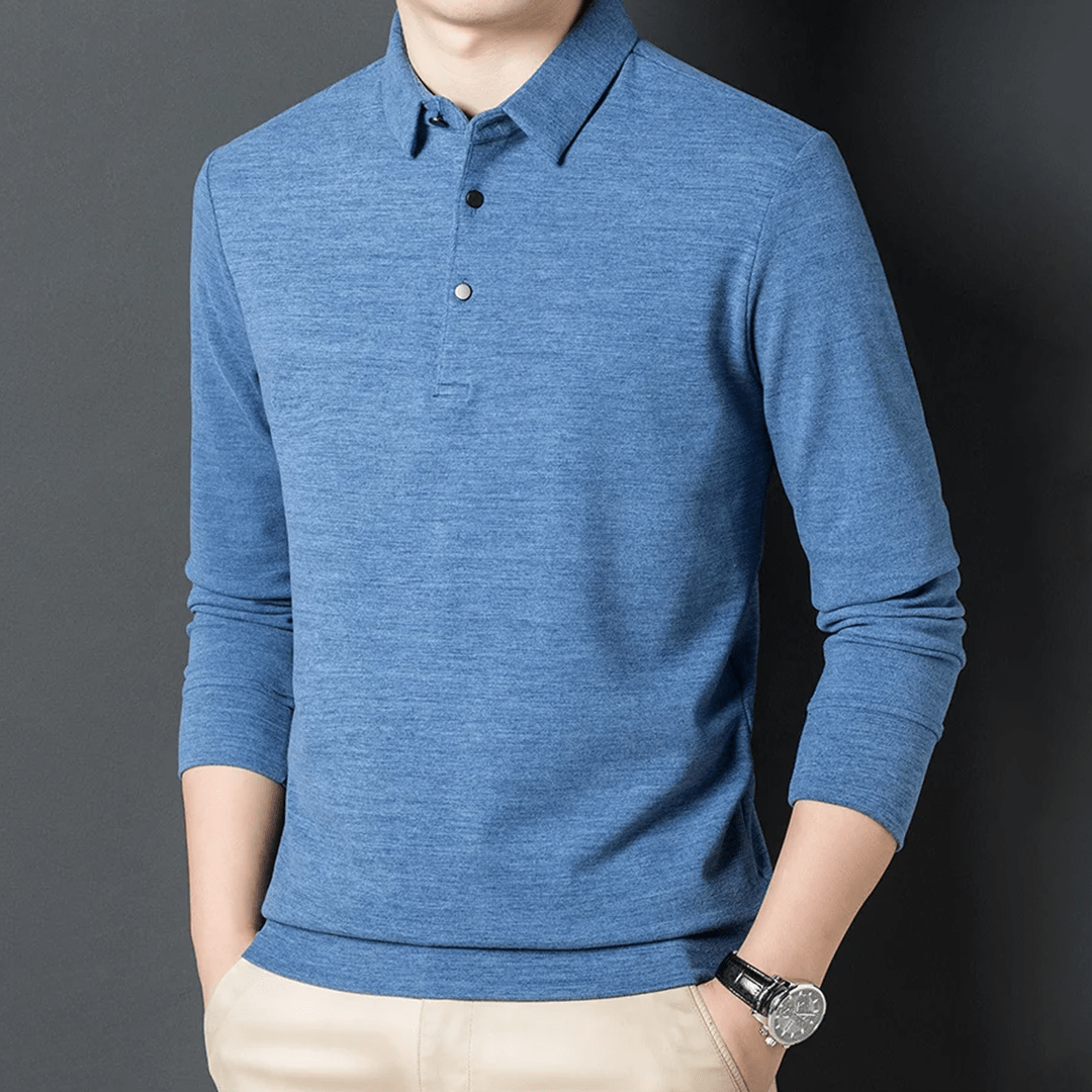 Estate Heathered Polo premium thick-gauge knit distinctive heathered finish substantial warmth visual depth versatile layering piece
