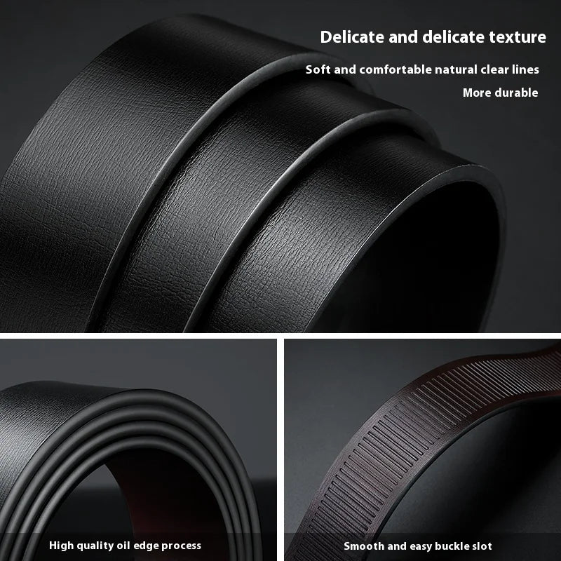 Men's Black Cowskin Leather Belt - We Are Old Money CAD8535D5436442BA034235A3921EAEA
