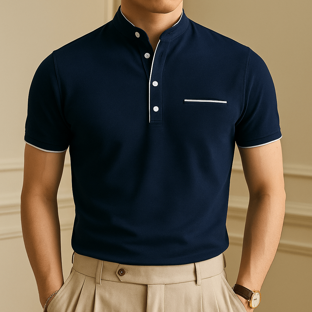 Old Money Men’s Cotton Collar Polo - We Are Old Money FA2BE30B2B9143BCA38591BA648AC993