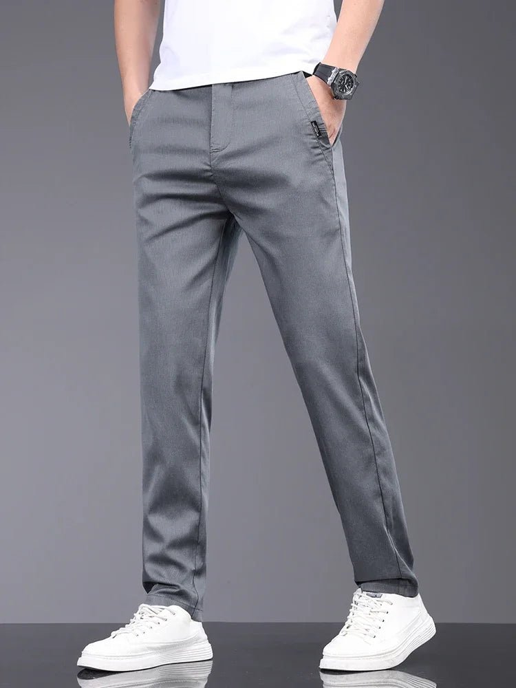 Old Money Silk Slim Straight Pants - We Are Old Money 22F19F8688D14352928386354E5C2AE4