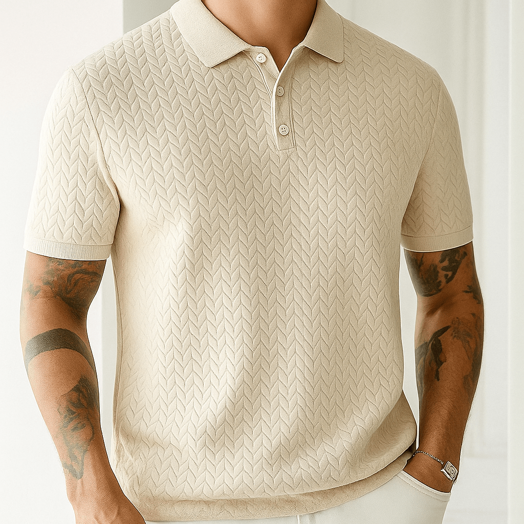 Men’s Short Sleeve Jacquard Polo - We Are Old Money 373FE0E920184A24B0372F176E24B764