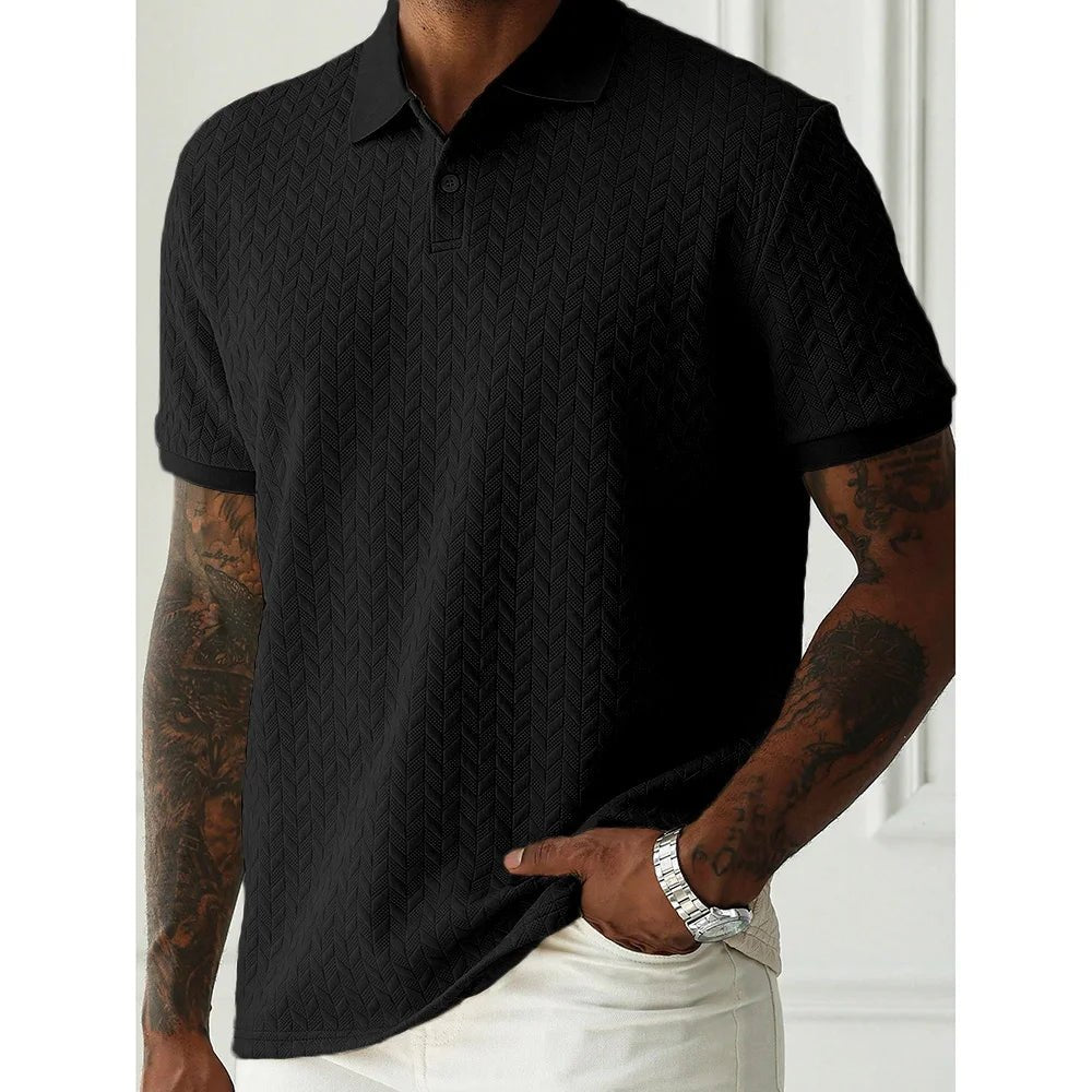 Men’s Short Sleeve Jacquard Polo - We Are Old Money 373FE0E920184A24B0372F176E24B764