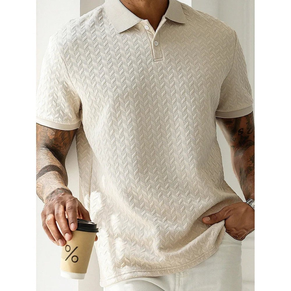 Men’s Short Sleeve Jacquard Polo - We Are Old Money 373FE0E920184A24B0372F176E24B764