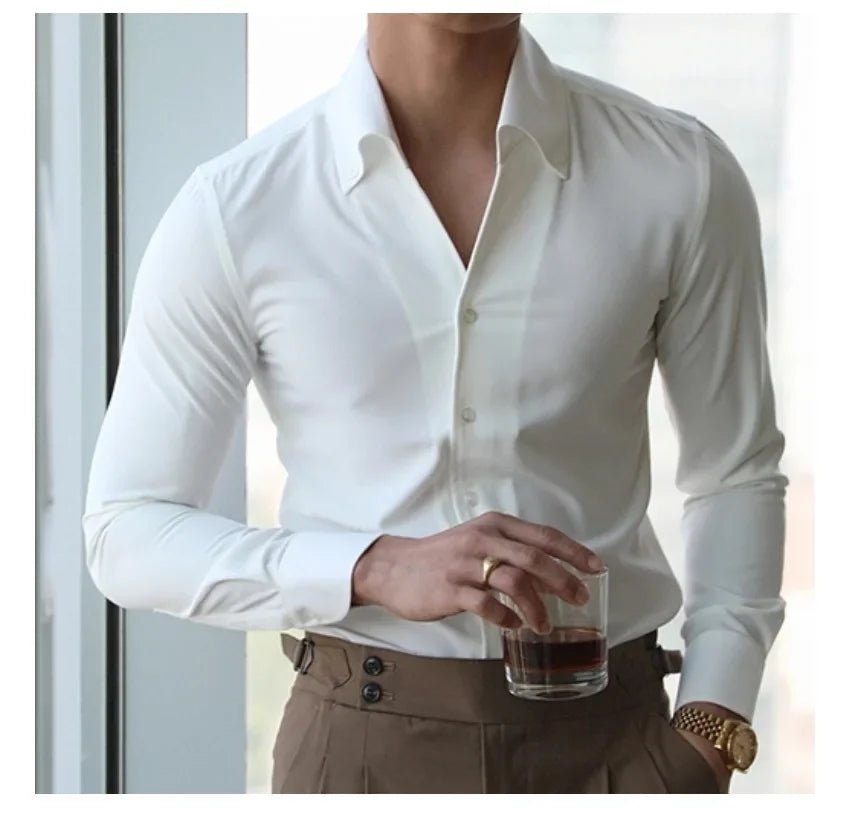 Old Money Men's Lapel Collar Shirt - We Are Old Money E7F18A27B5894349B8291BF6AE5F11F4