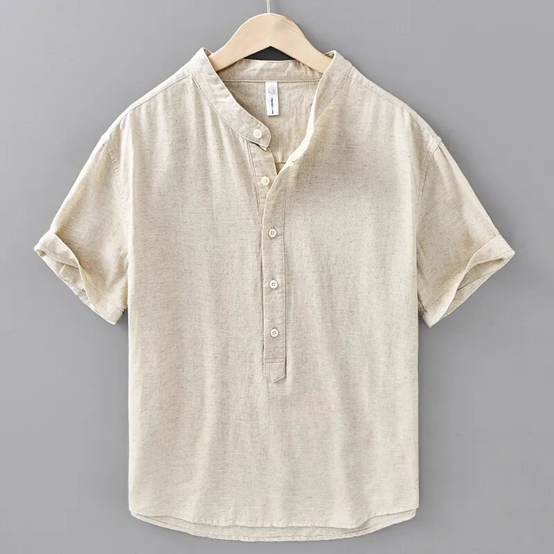 Monarch Linen Grandad Shirt - We Are Old Money FB32858F445B43F394EED3A6D7324C6A
