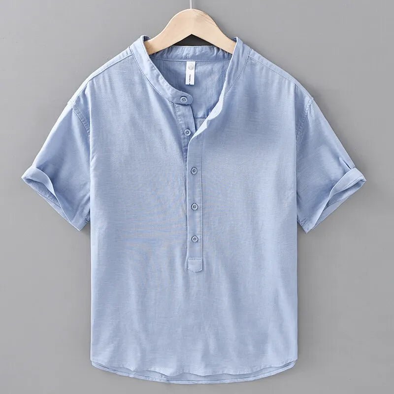 Monarch Linen Grandad Shirt - We Are Old Money 6CC61248BE1D4357B823A362E3D7C3DB