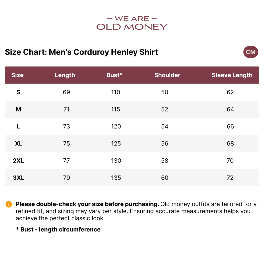 Old Money Men's Corduroy Henley Shirt - We Are Old Money 11640D7A0A8141C2BB83F90C0711F367