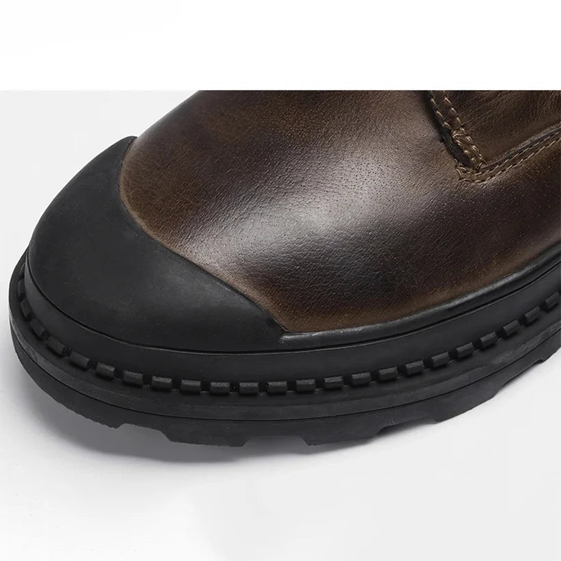 Old Money Men's Handmade Retro Leather Winter Boots - We Are Old Money 25D1F7D1407545BFB87C3E8835996878