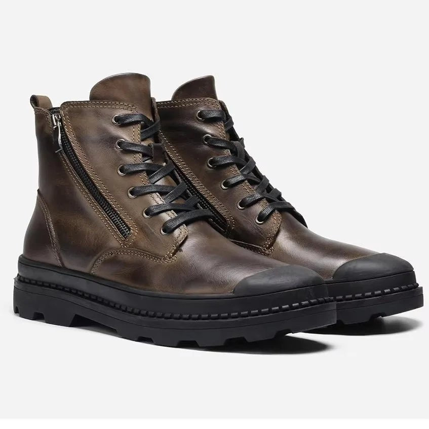 Old Money Men's Handmade Retro Leather Winter Boots - We Are Old Money 25D1F7D1407545BFB87C3E8835996878