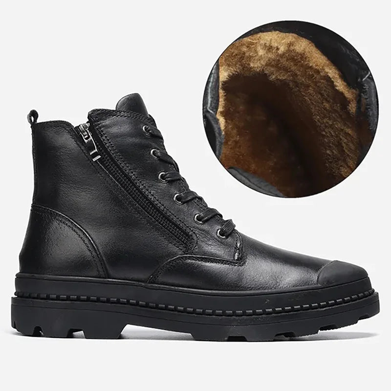 Old Money Men's Handmade Retro Leather Winter Boots - We Are Old Money 100BA719A2B8463282417AAFEDBC1518