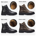 Old Money Men's Handmade Retro Leather Winter Boots - We Are Old Money 25D1F7D1407545BFB87C3E8835996878