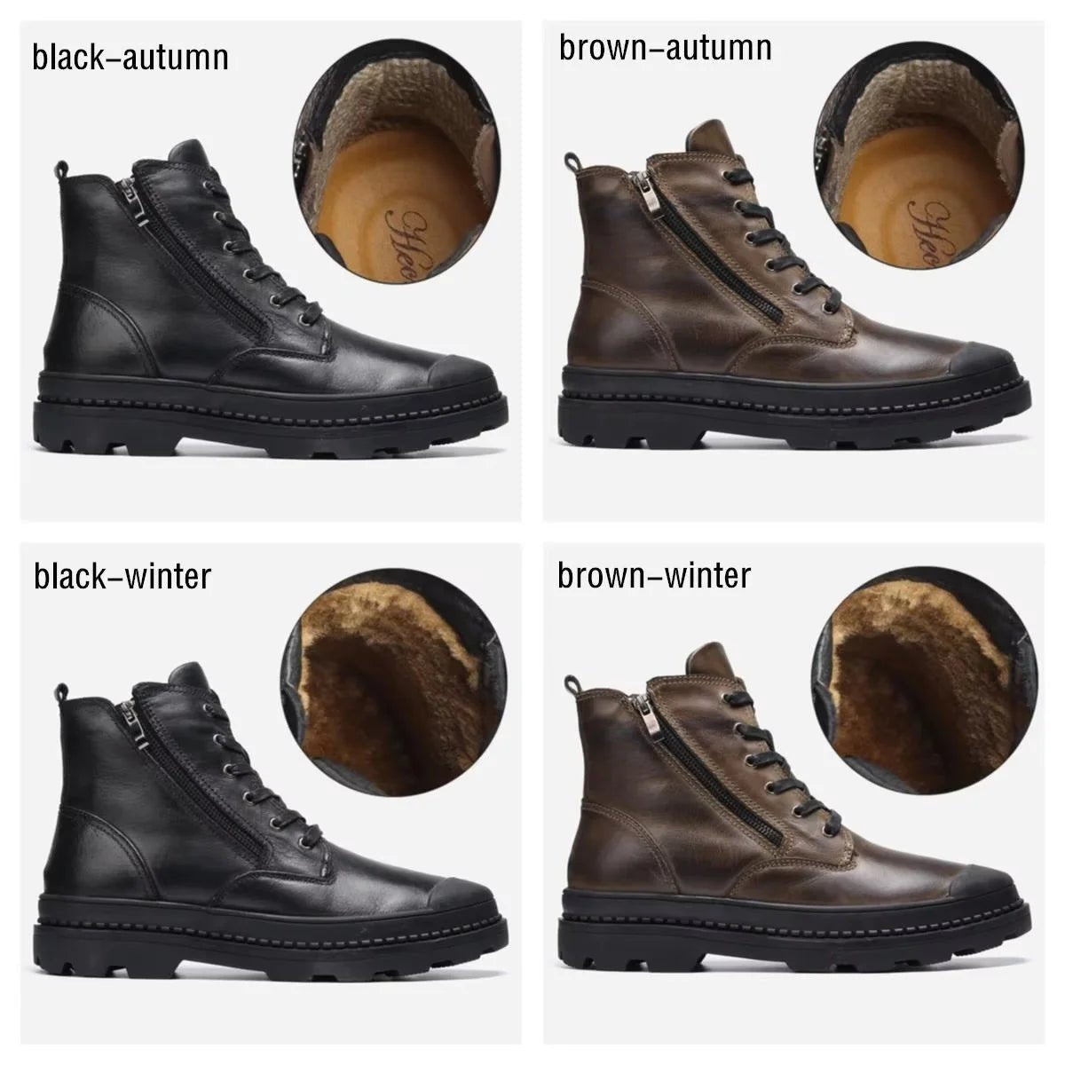 Old Money Men's Handmade Retro Leather Winter Boots - We Are Old Money 25D1F7D1407545BFB87C3E8835996878